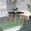 LeisureMod Dover Modern Round Wooden Top Dining Table With Eiffel Base in Black