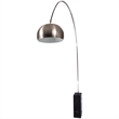 LeisureMod Modern Arco Stainless Steel Floor Lamp with Marble Cube Base in Black