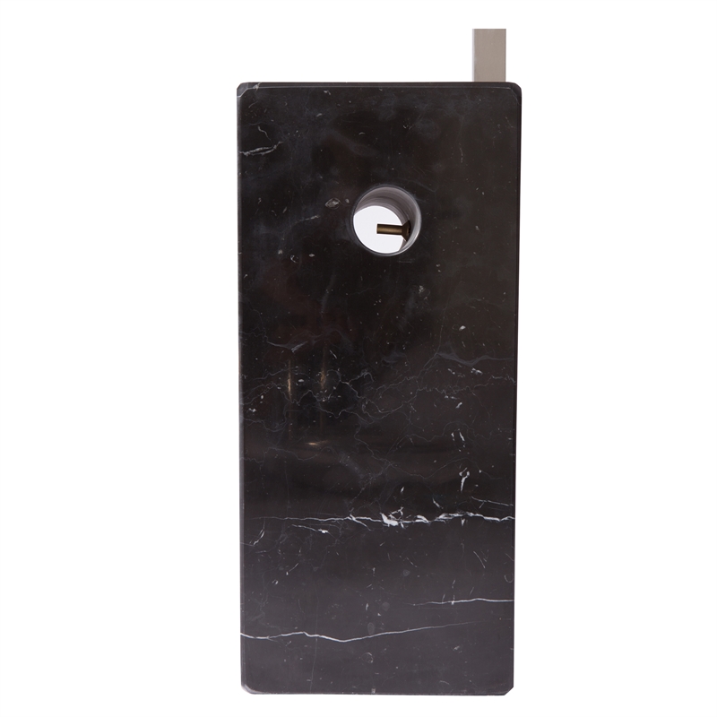 LeisureMod Modern Arco Stainless Steel Floor Lamp with Marble Cube Base in Black
