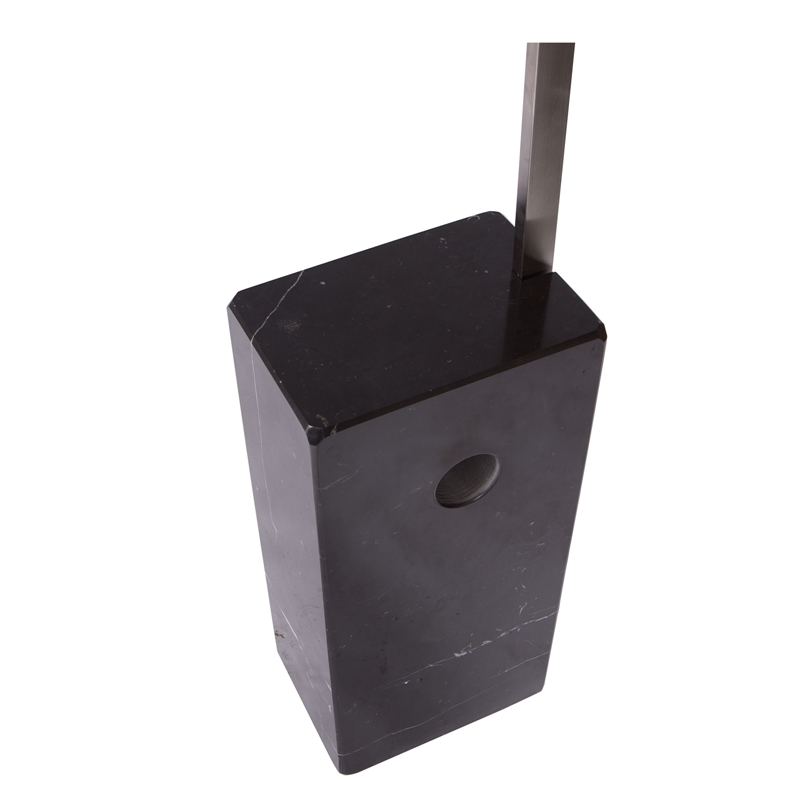 LeisureMod Modern Arco Stainless Steel Floor Lamp with Marble Cube Base in Black