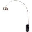 LeisureMod Modern Arco Stainless Steel Floor Lamp with Marble Cube Base in Black