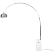 LeisureMod Modern Arco Stainless Steel Floor Lamp With Marble Cube Base in White