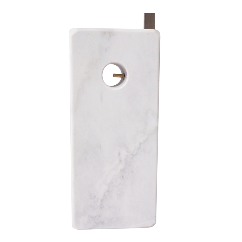 LeisureMod Modern Arco Stainless Steel Floor Lamp With Marble Cube Base in White