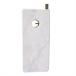 LeisureMod Modern Arco Stainless Steel Floor Lamp With Marble Cube Base in White