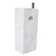 LeisureMod Modern Arco Stainless Steel Floor Lamp With Marble Cube Base in White