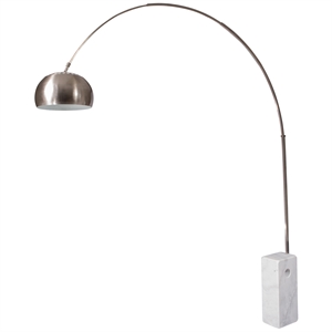 leisuremod modern arco stainless steel floor lamp with marble cube base