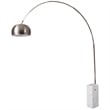 LeisureMod Modern Arco Stainless Steel Floor Lamp With Marble Cube Base in White