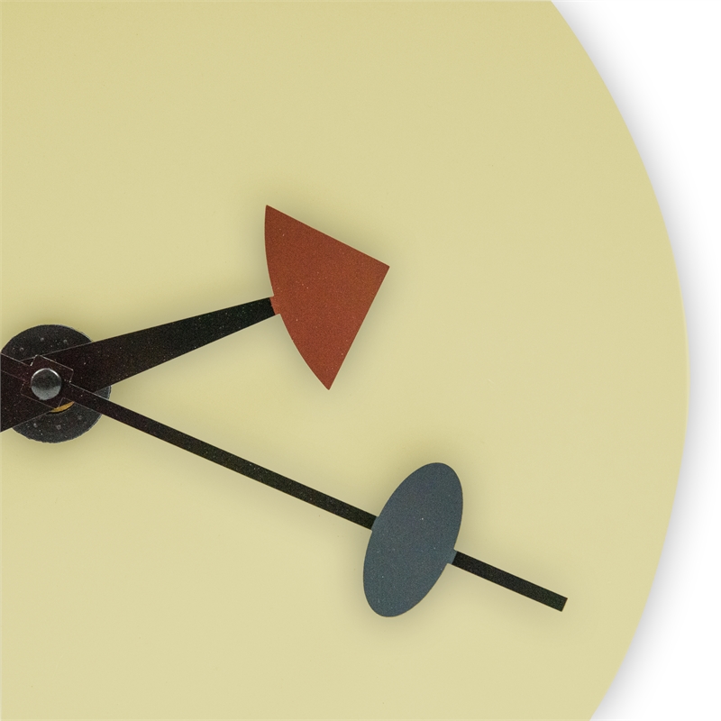 LeisureMod Manchester Classy Round Silent Wood Wall Clock in Yellow Cream