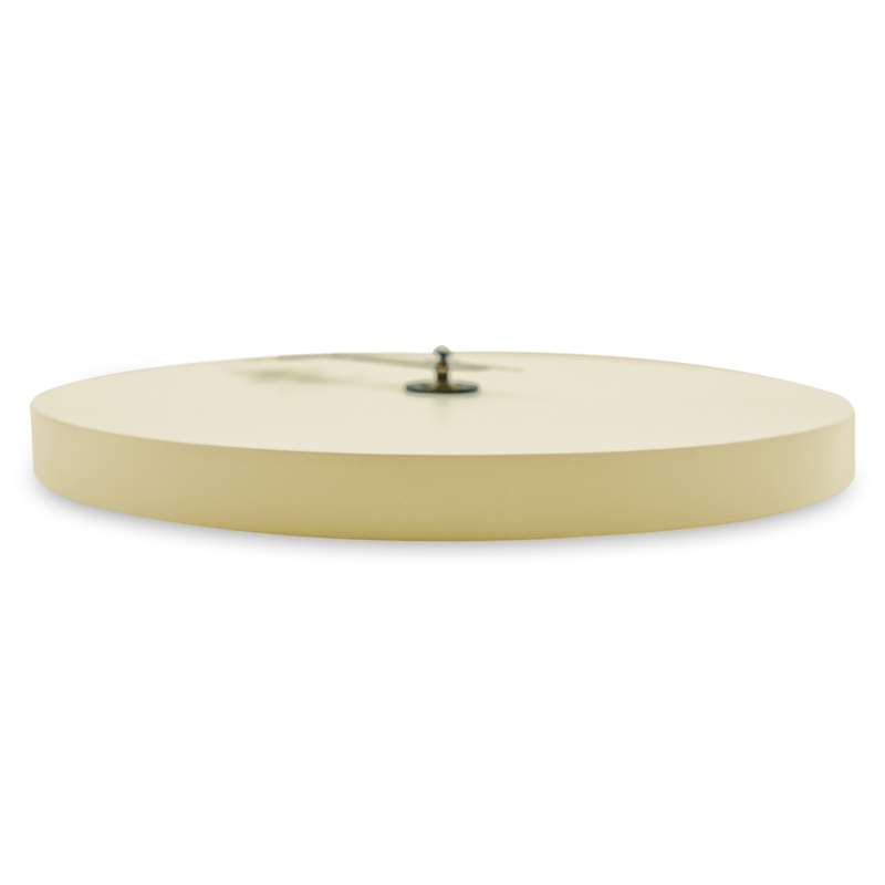LeisureMod Manchester Classy Round Silent Wood Wall Clock in Yellow Cream
