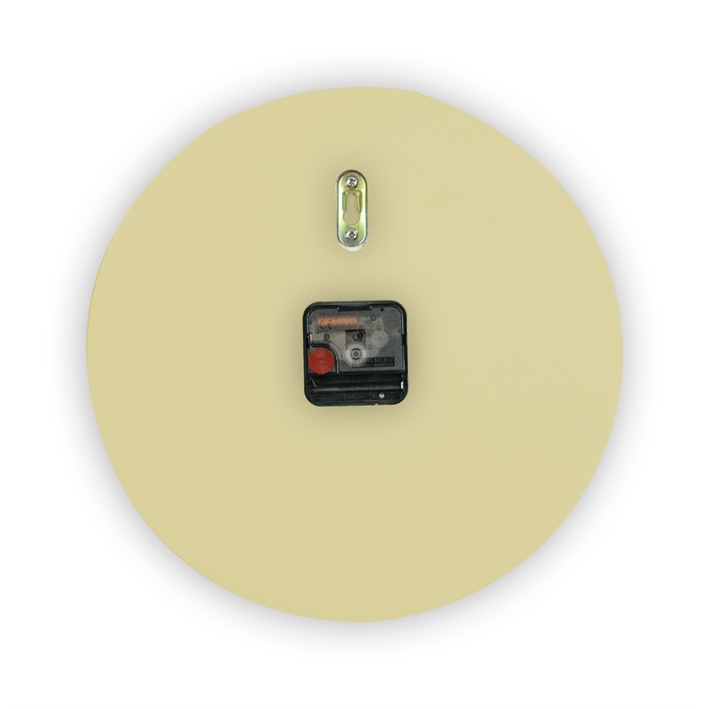 LeisureMod Manchester Classy Round Silent Wood Wall Clock in Yellow Cream