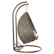 LeisureMod Outdoor Modern Wicker Hanging Double Egg Swing Chair in Beige