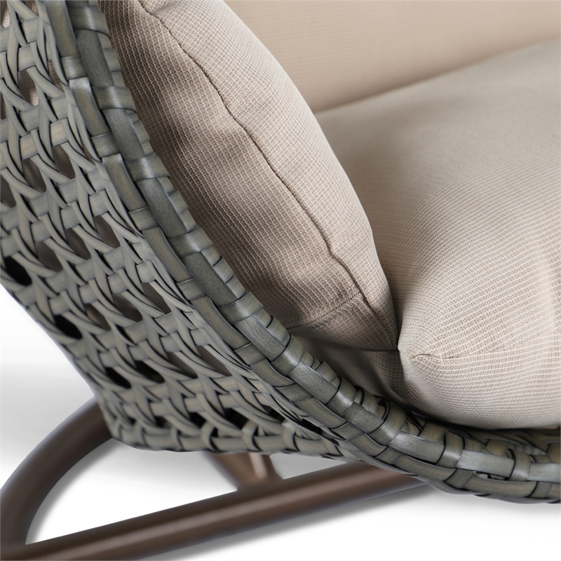 LeisureMod Outdoor Modern Wicker Hanging Double Egg Swing Chair in Beige