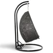 LeisureMod Outdoor Modern Wicker Hanging Double Egg Swing Chair in Charcoal Blue