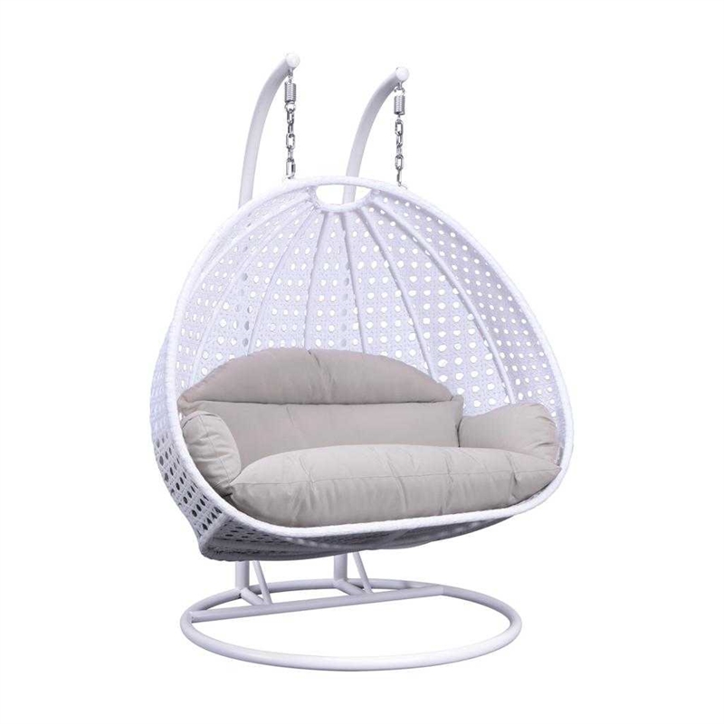 Leisuremod Outdoor Modern Wicker, White Egg Hammock Chair