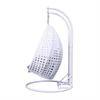 LeisureMod Outdoor Modern Wicker Hanging Double Egg Swing Chair in White