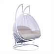 LeisureMod Outdoor Modern Wicker Hanging Double Egg Swing Chair in White