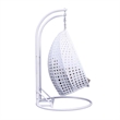 LeisureMod Outdoor Modern Wicker Hanging Double Egg Swing Chair in White