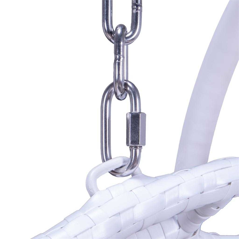 LeisureMod Outdoor Modern Wicker Hanging Double Egg Swing Chair in White