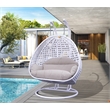 LeisureMod Outdoor Modern Wicker Hanging Double Egg Swing Chair in White