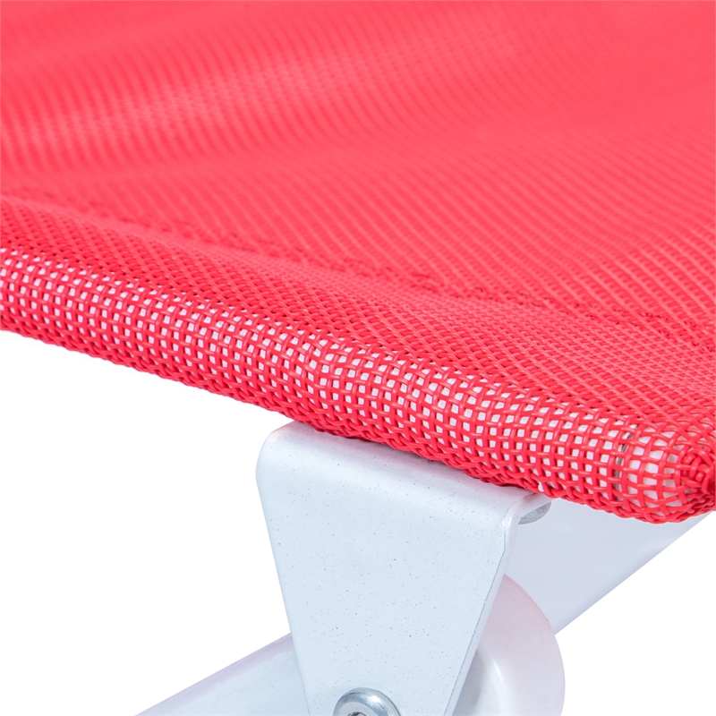 LeisureMod 3 PcModern Outdoor Sling Bistro Metal Folding Table Chairs Set in Red