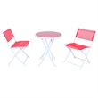 LeisureMod 3 PcModern Outdoor Sling Bistro Metal Folding Table Chairs Set in Red