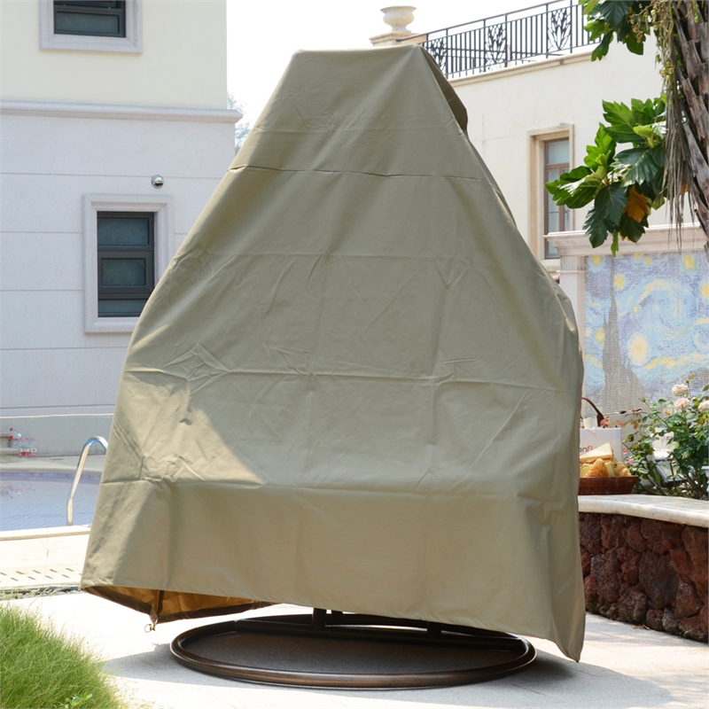 LeisureMod Durable Patio Brown Fabric Hanging Egg Swing Chair Canvas Cover