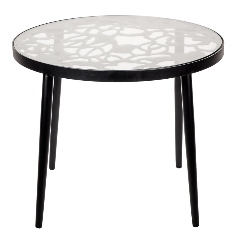 LeisureMod Devon Modern Glass Top Black Aluminum Base Outdoor 23
