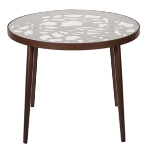 LeisureMod Devon Modern Glass Top Brown Aluminum Base Outdoor 23&quot End Table