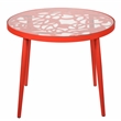 LeisureMod Devon Modern Glass Top Red Aluminum Base Outdoor 23
