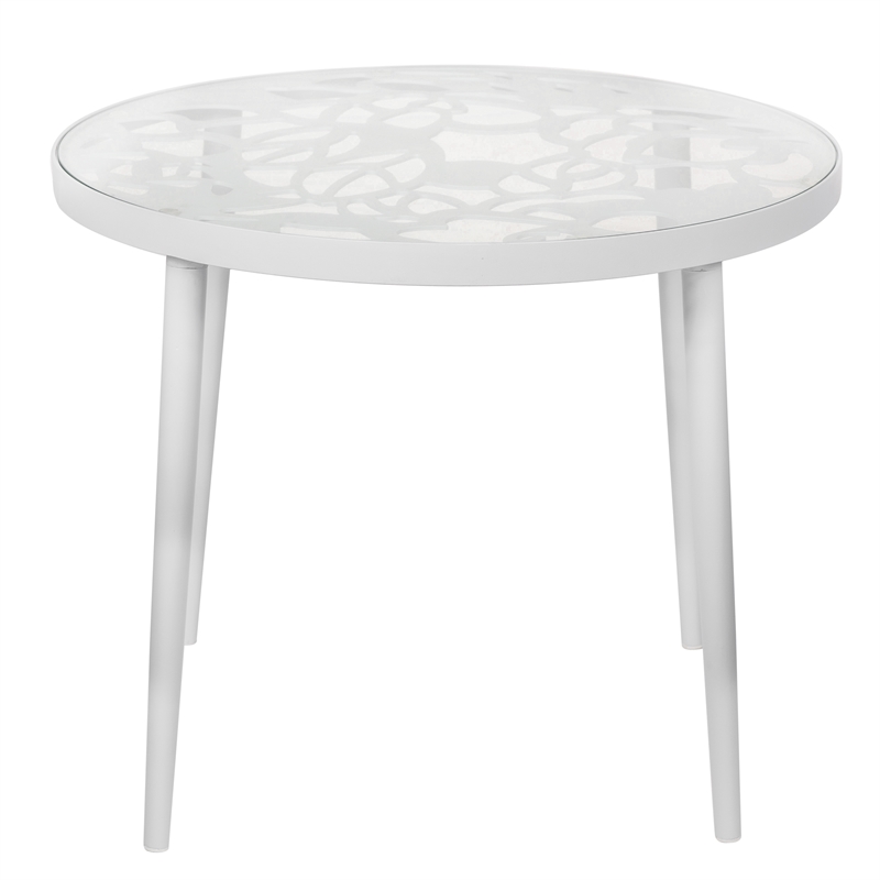 LeisureMod Devon Modern Glass Top White Aluminum Base Outdoor 23