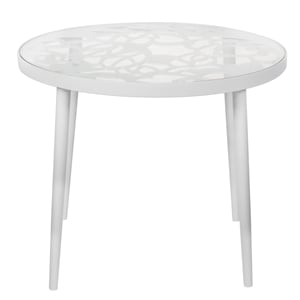 LeisureMod Devon Modern Glass Top White Aluminum Base Outdoor 23&quot End Table