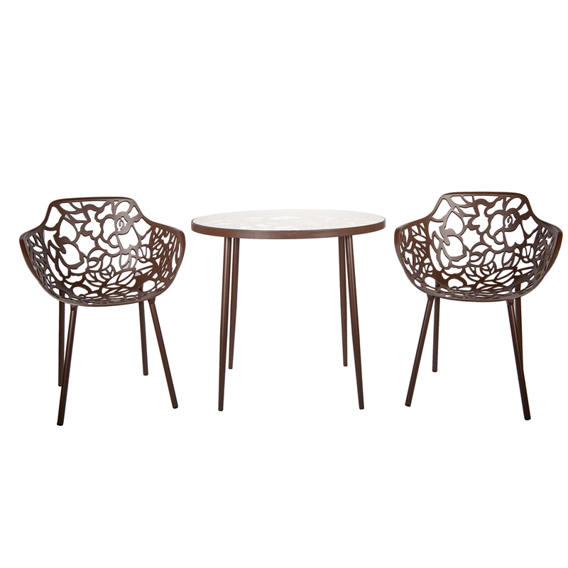 LeisureMod Devon Modern Glass Top Aluminum Base Outdoor 31.1