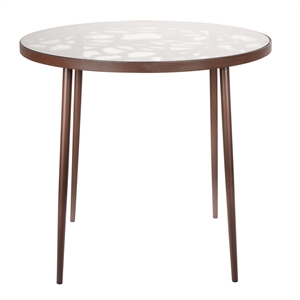 LeisureMod Devon Modern Glass Top Aluminum Base Outdoor 31.1&quot Bistro Brown Table
