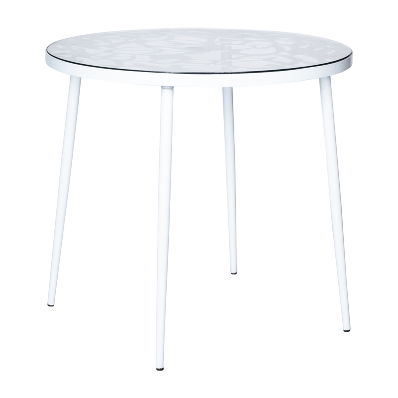 LeisureMod Devon Modern Glass Top Aluminum Base Outdoor 31.1