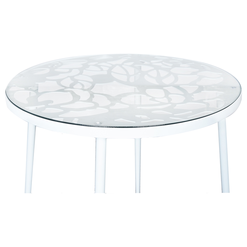 LeisureMod Devon Modern Glass Top Aluminum Base Outdoor 31.1