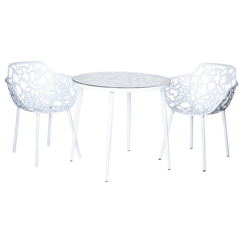 LeisureMod Devon Modern Glass Top Aluminum Base Outdoor 31.1