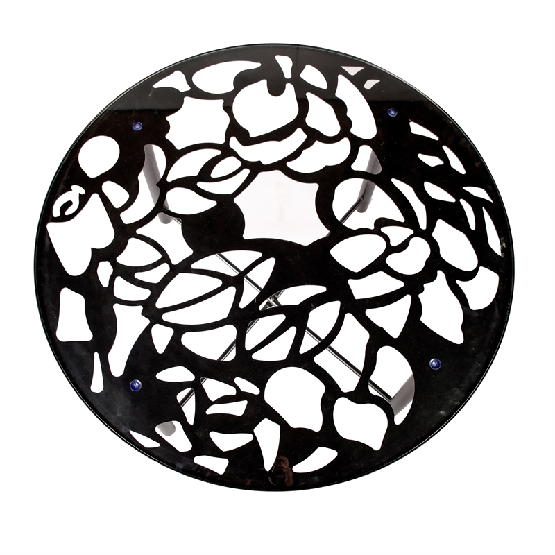 LeisureMod Devon Modern Glass Top Black Aluminum Base Outdoor 47