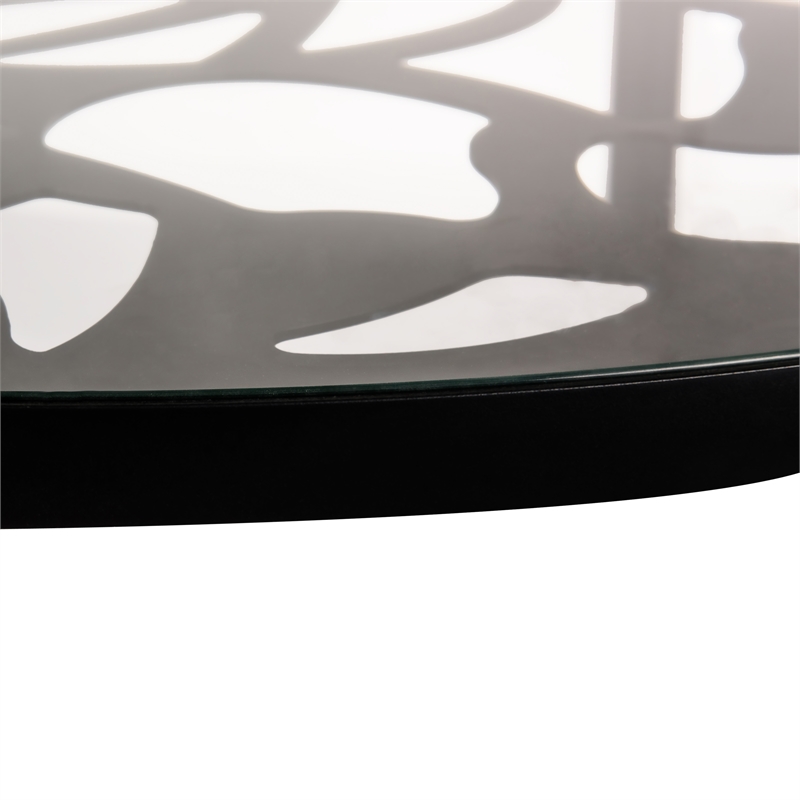 LeisureMod Devon Modern Glass Top Black Aluminum Base Outdoor 47