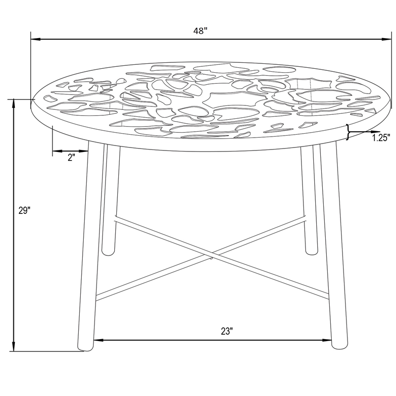 LeisureMod Devon Modern Glass Top Black Aluminum Base Outdoor 47
