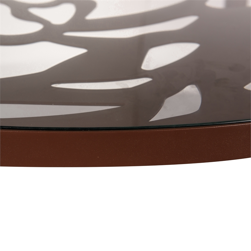 LeisureMod Devon Modern Glass Top Brown Aluminum Base Outdoor 47