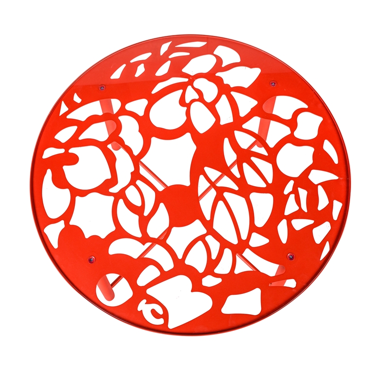 LeisureMod Devon Modern Glass Top Red Aluminum Base Outdoor 47