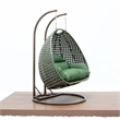 LeisureMod Outdoor Beige Wicker Hanging Double Egg Swing Chair in Dark Green
