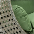 LeisureMod Outdoor Beige Wicker Hanging Double Egg Swing Chair in Dark Green