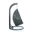 LeisureMod Outdoor Charcoal Wicker Hanging Double Egg Swing Chair in Dark Green
