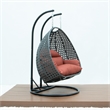 LeisureMod Outdoor Charcoal Wicker Hanging Double Egg Swing Chair in Dark Orange