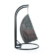 LeisureMod Outdoor Charcoal Wicker Hanging Double Egg Swing Chair in Dark Orange