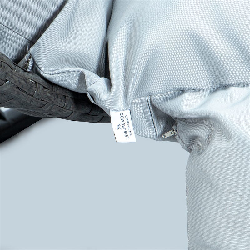 LeisureMod Outdoor Charcoal Wicker Hanging Double Egg Swing Chair in Light Gray