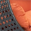 LeisureMod Outdoor Charcoal Wicker Hanging Double Egg Swing Chair in Orange