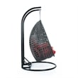 LeisureMod Outdoor Charcoal Wicker Hanging Double Egg Swing Chair in Red