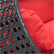 LeisureMod Outdoor Charcoal Wicker Hanging Double Egg Swing Chair in Red